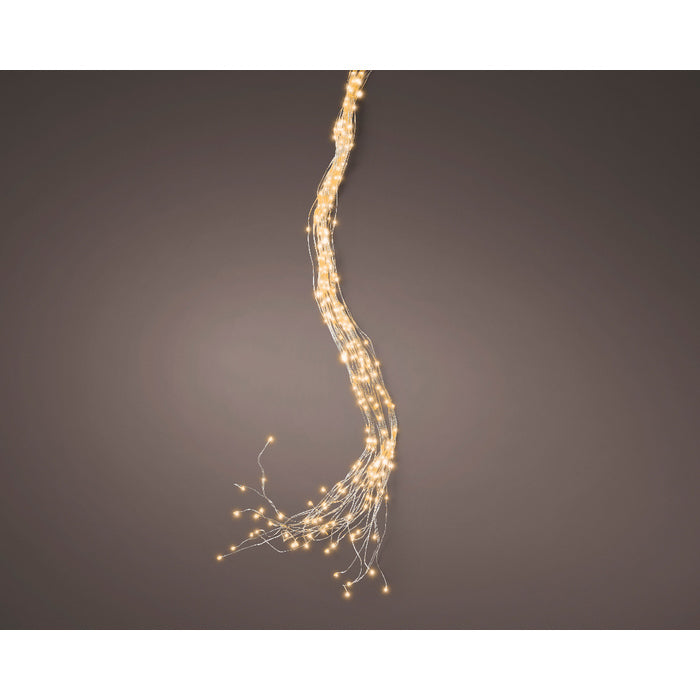 Luci a cascata per albero di Natale, 640 microled con cavo argento interno/esterno 190 cm
