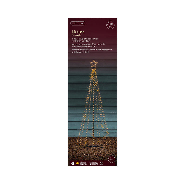 Albero natalizio da giardino con LED bianco caldo effetto scintillante