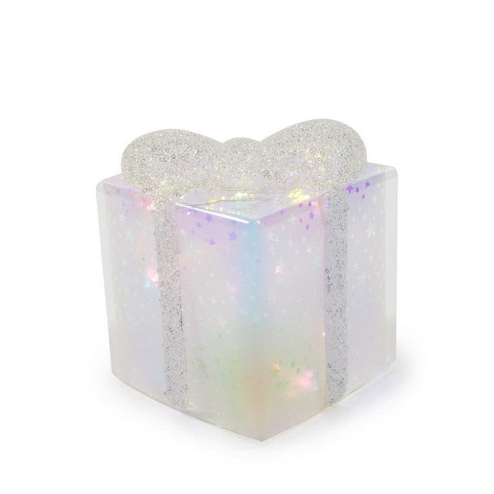 Pacco regalo in vetro con LED per decorazione natalizia