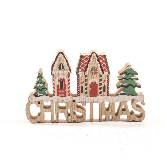 Scritta natalizia "Christmas" in legno 23 cm