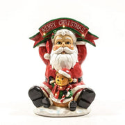 Babbo con orsetto in resina, con led, 38 cm