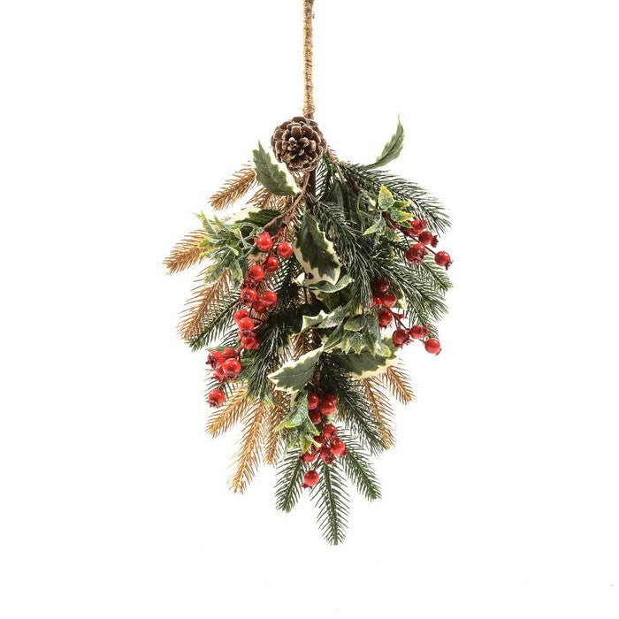 Dietroporta con bacche rosse per decorazione natalizia 47 cm