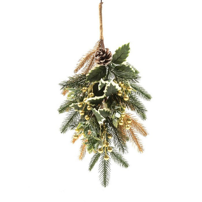 Dietroporta con bacche oro per decorazione natalizia 47 cm