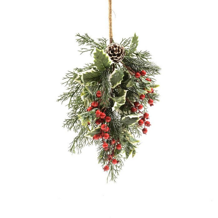Dietroporta con bacche rosse per decorazione natalizia 47 cm