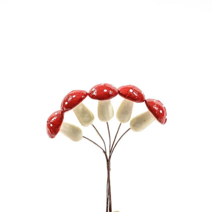Mazzetto di funghi per decorazione natalizia 13 cm