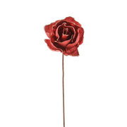 Rosa rossa artificiale per decorazione natalizia 55 cm