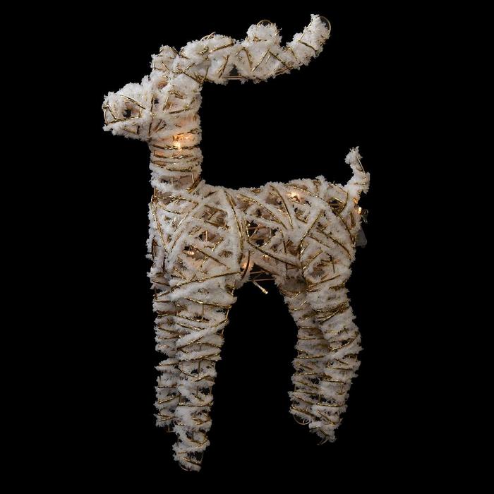 Renna bianca e oro con LED per decorazione natalizia