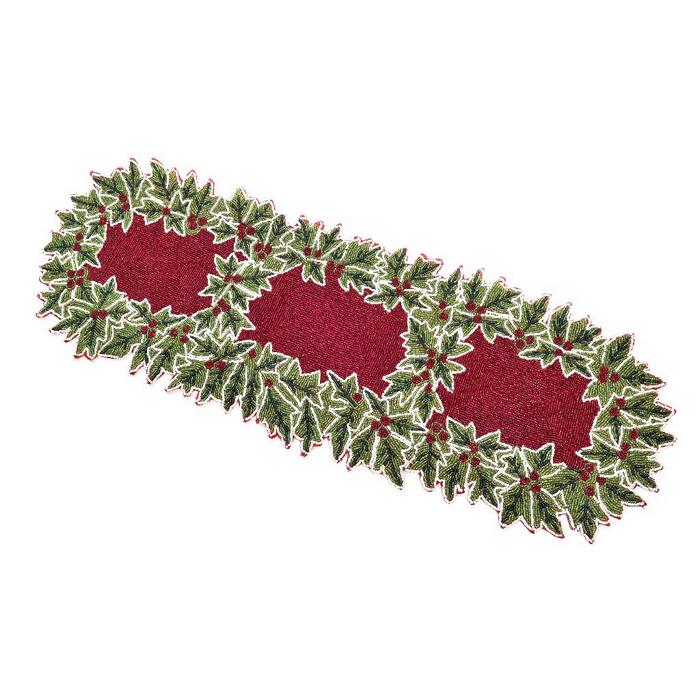 Runner natalizio con perline 90x32 cm