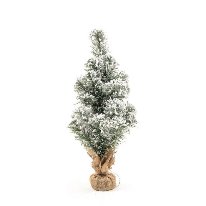 Albero di Natale innevato con base in juta 45 cm