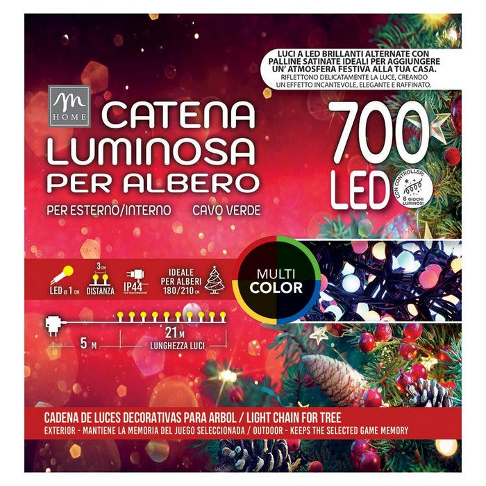 Filo 700 luci a LED microsatinate per decorazione natalizia interno/esterno