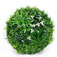 Bosso artificiale sempreverde con fiori bianchi 75 cm
