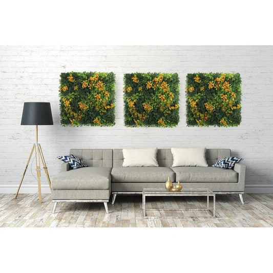 Parete con piante artificiali per giardino verticale fiori gialli 100x100 cm - Frame - BEST - 35731660112088
