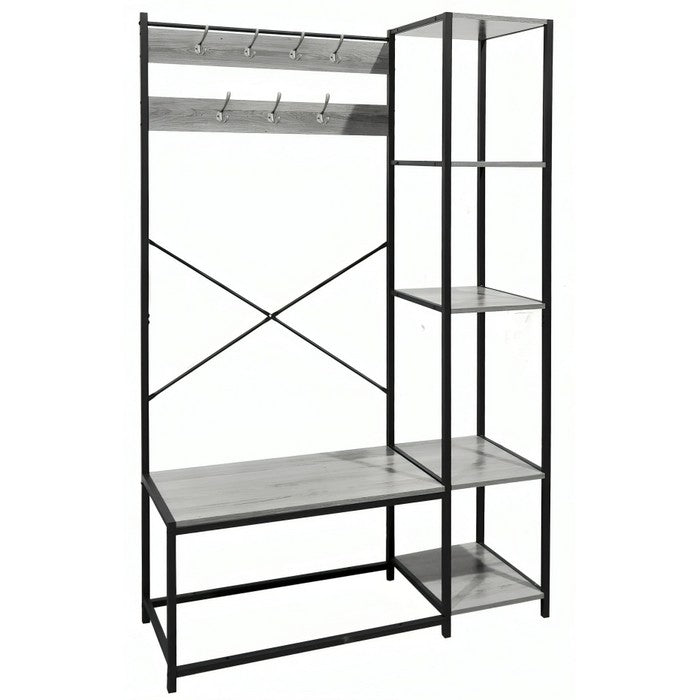 Mobile industrial da ingresso con appendiabiti e ripiani in metallo e legno - BEST - 63637817327994