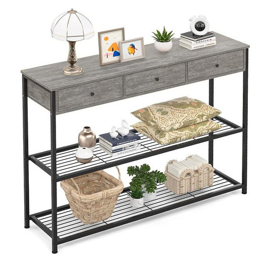 Console industrial con 3 cassetti e ripiani in metallo e legno - BEST - 63637822636410