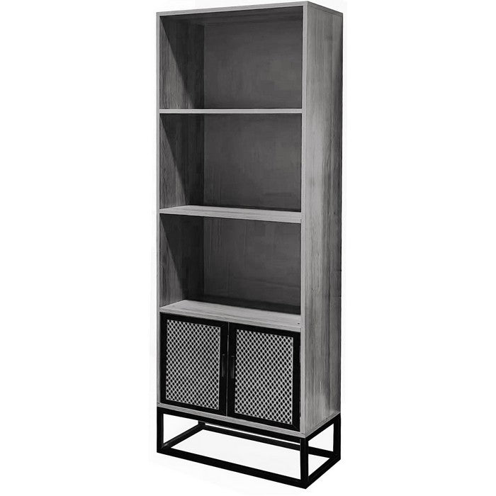 Libreria industrial con 2 ante in metallo e legno