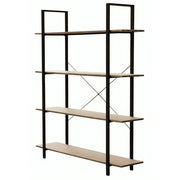 Libreria industrial con 4 ripiani in metallo e legno