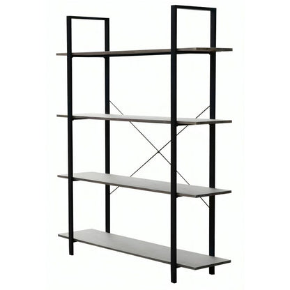 Libreria industrial con 4 ripiani in metallo e legno