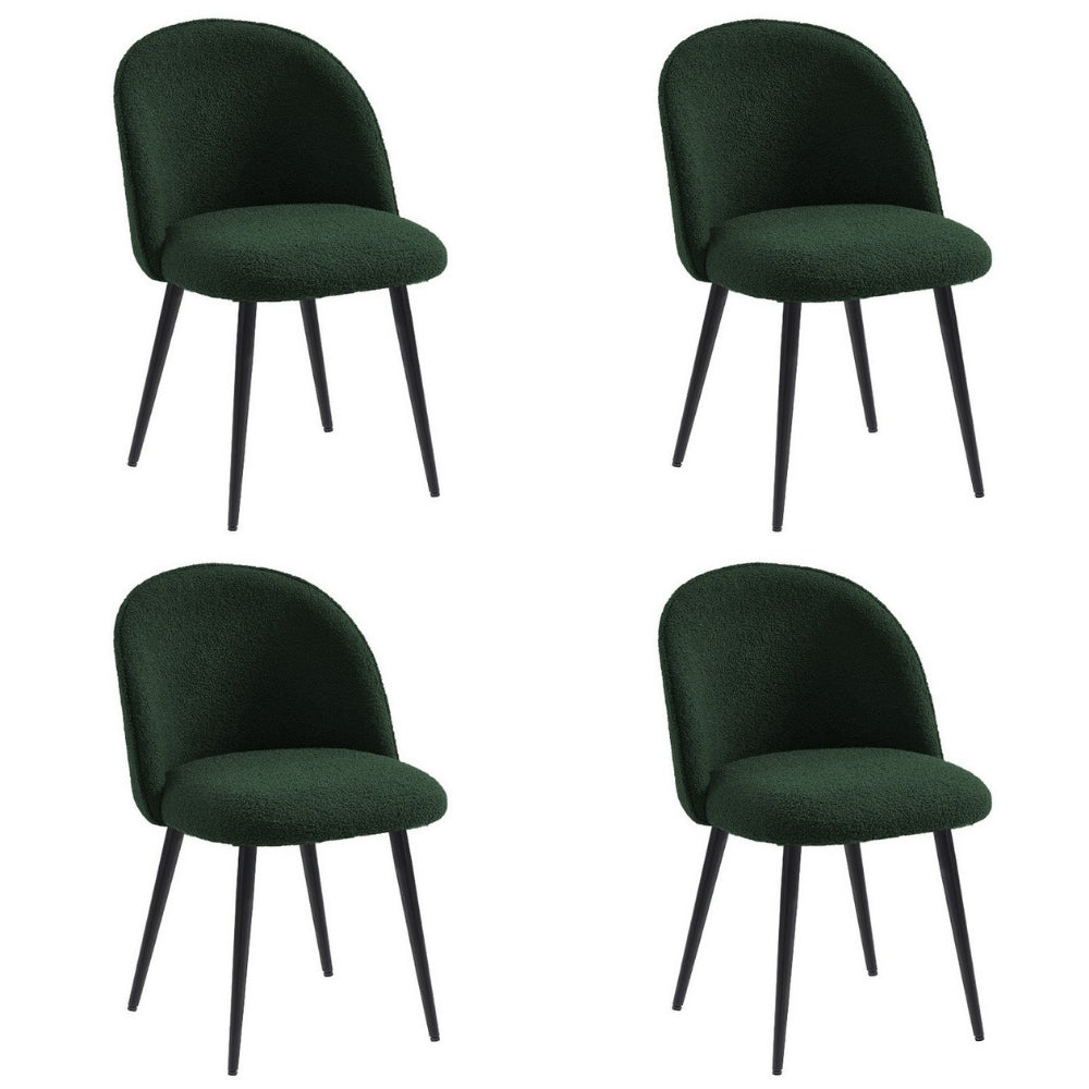 Set 4 Sedie in tessuto bouclé con gambe in metallo nero - Miranda