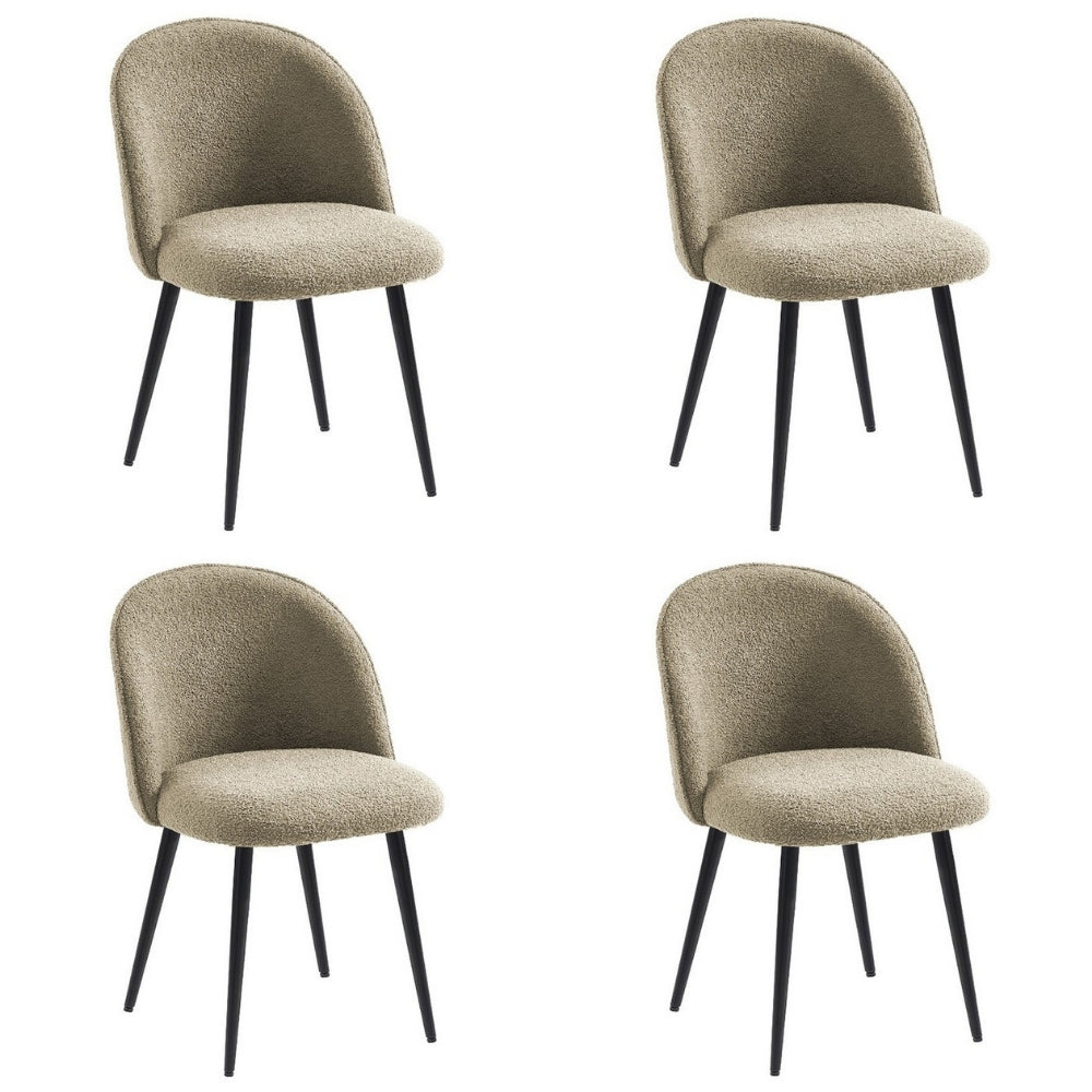 Set 4 Sedie in tessuto bouclé con gambe in metallo nero - Miranda
