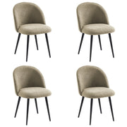 Set 4 Sedie in tessuto bouclé con gambe in metallo nero - Miranda
