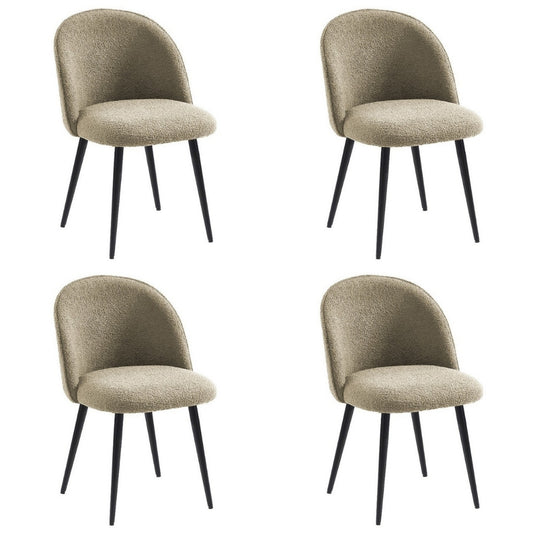 Set 4 Sedie in tessuto bouclé con gambe in metallo nero - Miranda - BEST - 63700582433146