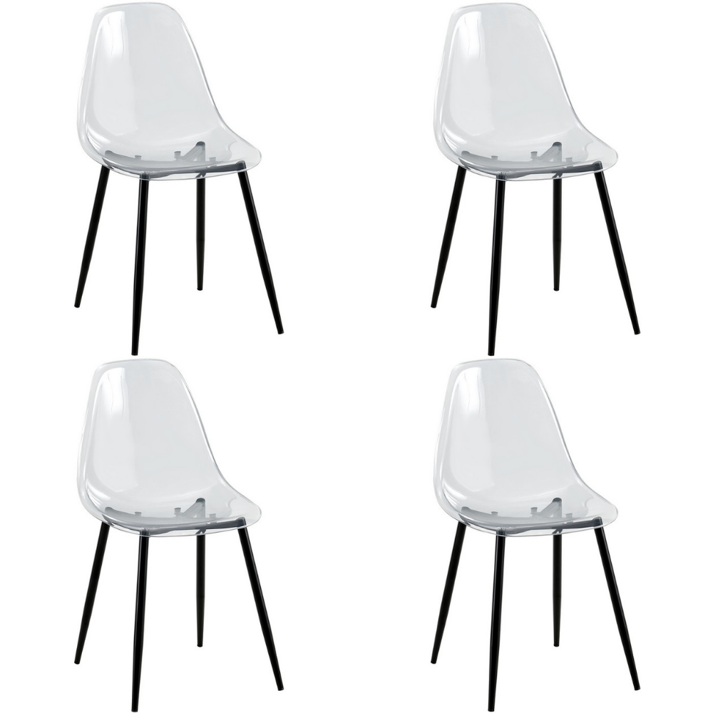 Set 4 Sedie moderne in policarbonato con gambe in metallo nero - Beatrice