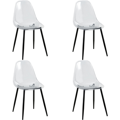 Set 4 Sedie moderne in policarbonato con gambe in metallo nero - Beatrice