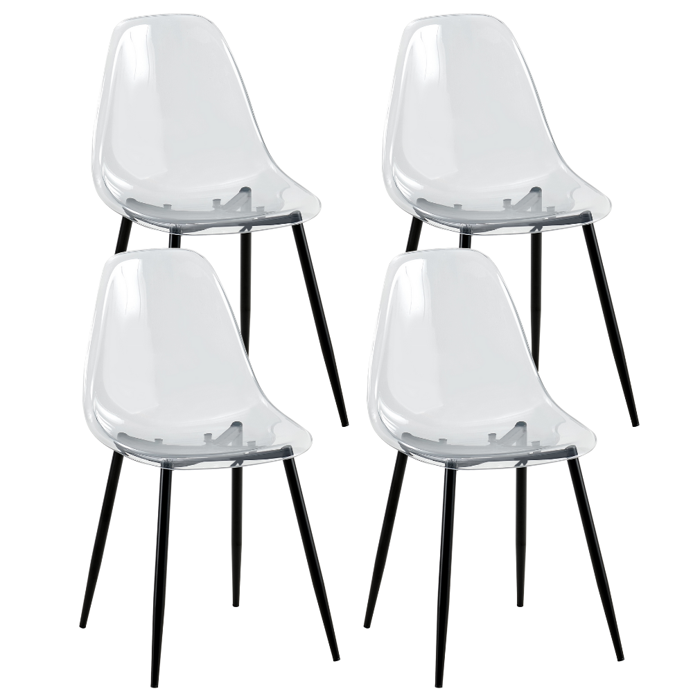 Set 4 Sedie moderne in policarbonato con gambe in metallo nero - Beatrice - BEST - 63700772028794