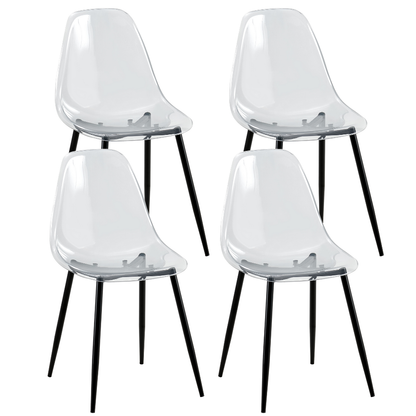 Set 4 Sedie moderne in policarbonato con gambe in metallo nero - Beatrice