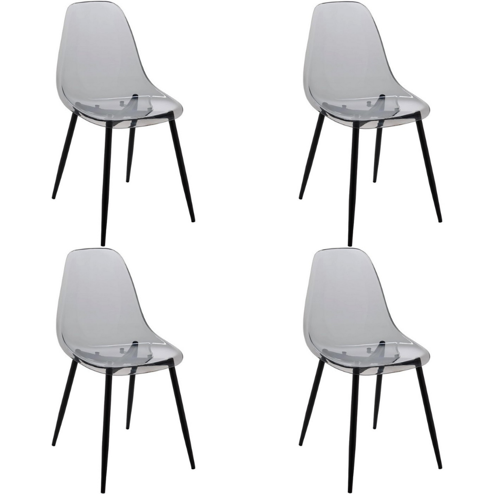 Set 4 Sedie moderne in policarbonato con gambe in metallo nero - Beatrice - BEST - 63700768391546