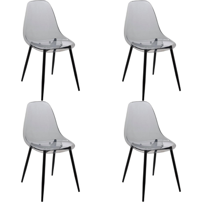 Set 4 Sedie moderne in policarbonato con gambe in metallo nero - Beatrice