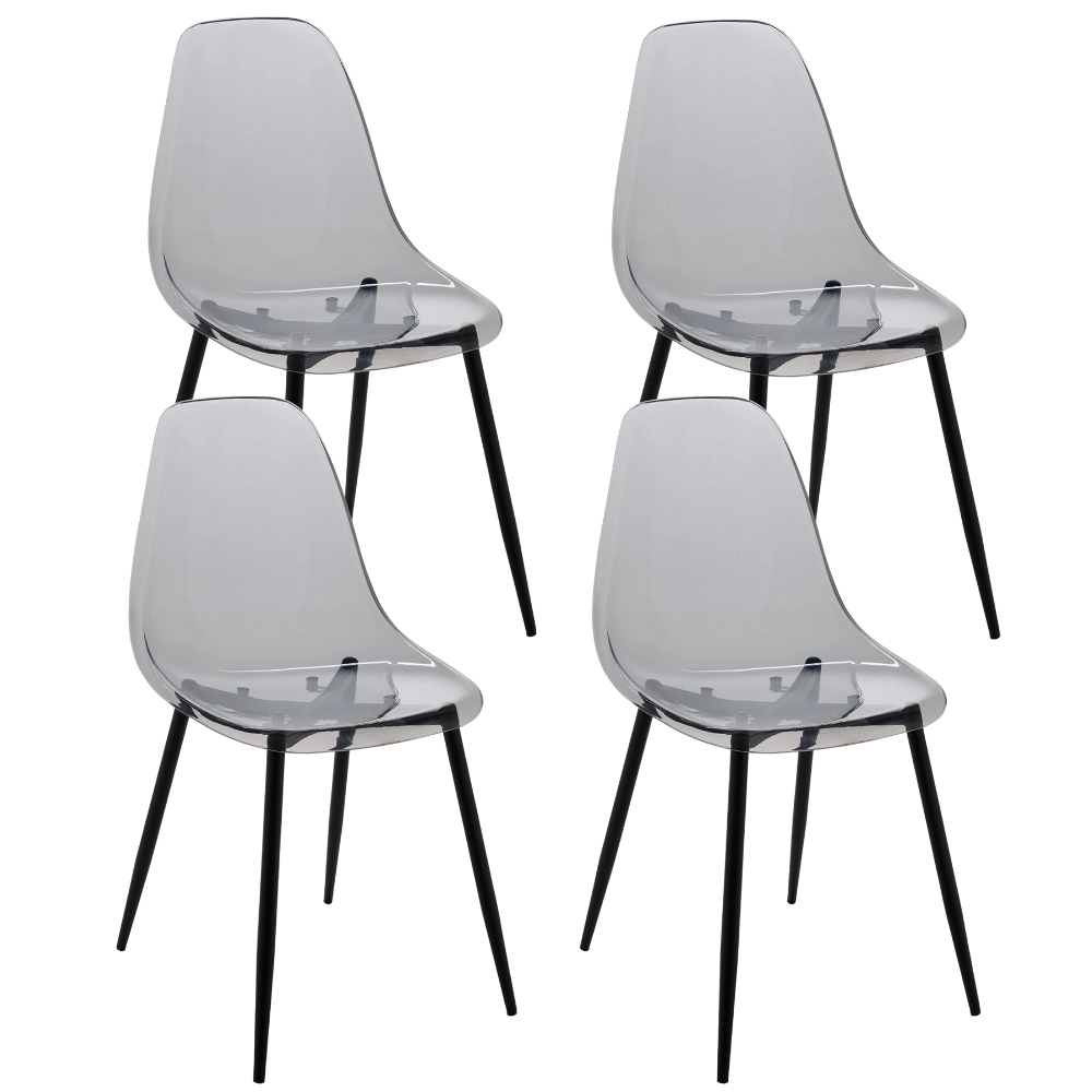 Set 4 Sedie moderne in policarbonato con gambe in metallo nero - Beatrice - BEST - 63700771996026