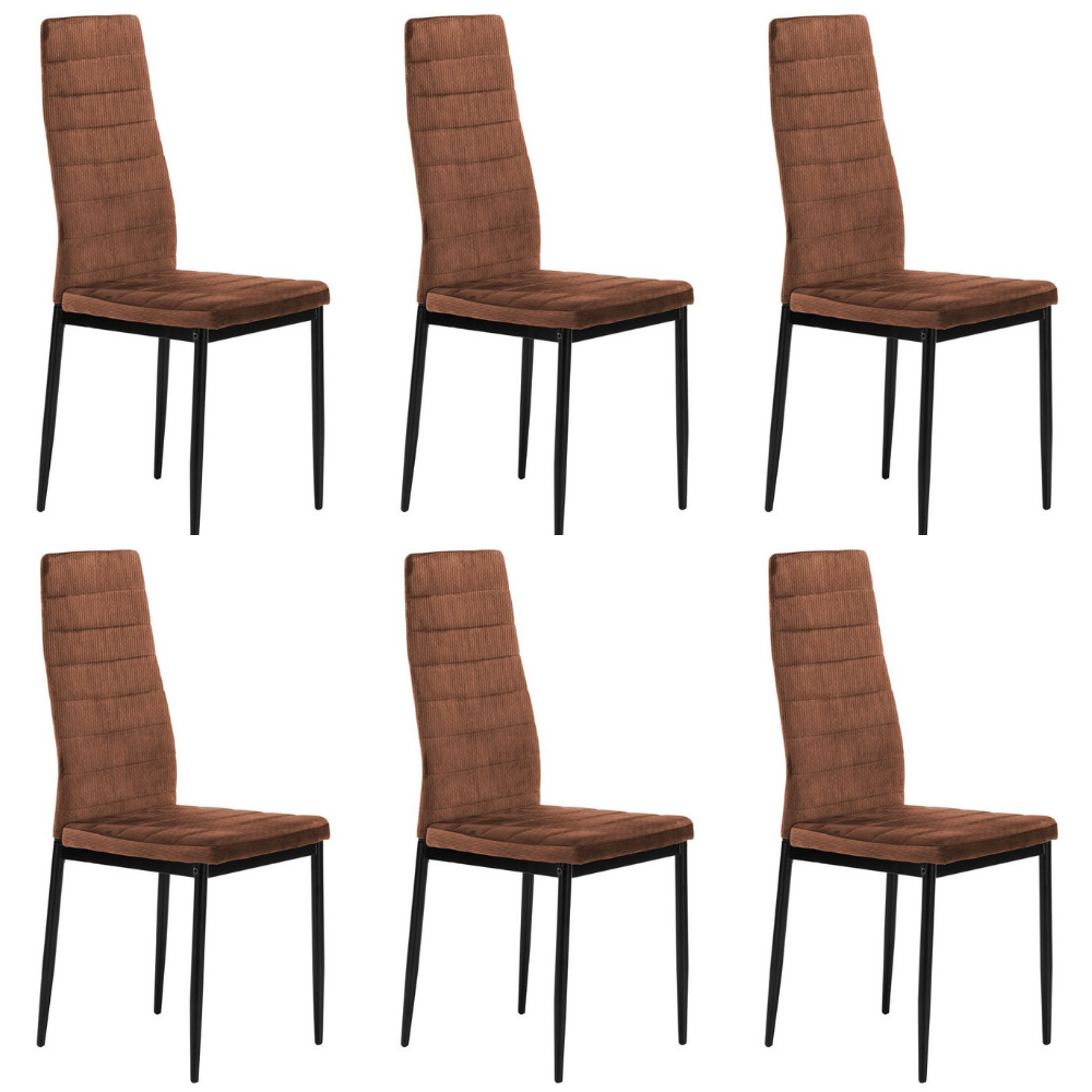 Set 6 sedie in velluto a coste con gambe in metallo nero - Irina - BEST - 63700708032890