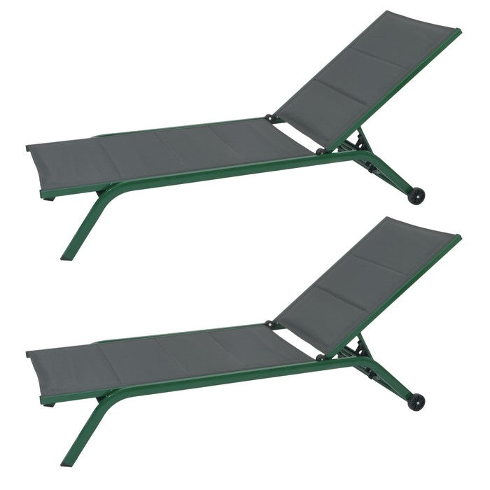 Set 2 lettini da giardino in metallo con schienale reclinabile e ruote - Serenity - BEST - 63955754156410