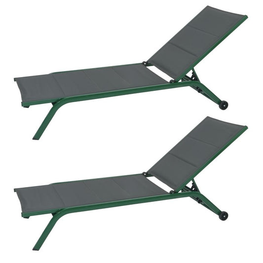 Set 2 lettini da giardino in metallo con schienale reclinabile e ruote - Serenity - BEST - 63955754189178