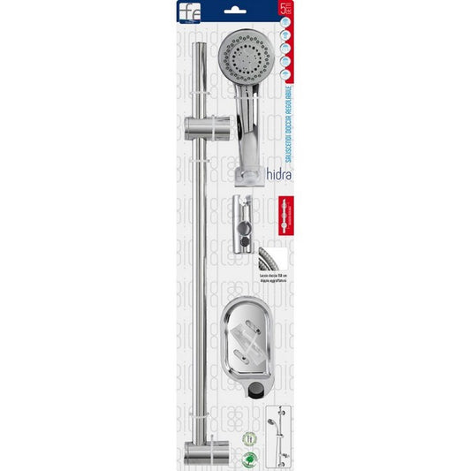 Saliscendi cromato con doccetta 5 funzioni e portasapone - Hidra - FERIDRAS - 64631870783866