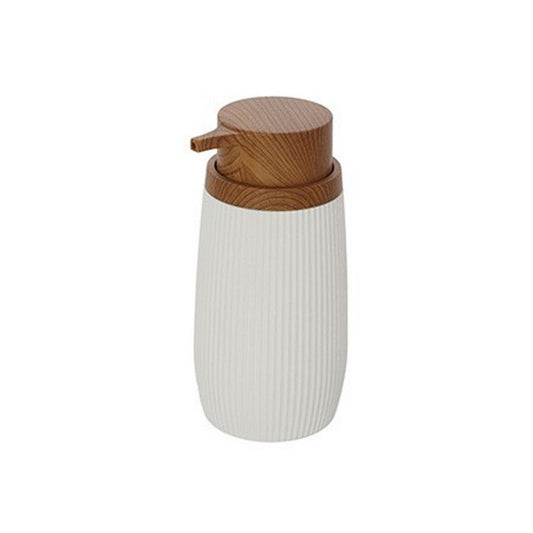 Dispenser per sapone tondo in plastica con decori effetto legno - London - FERIDRAS - 64632093016442