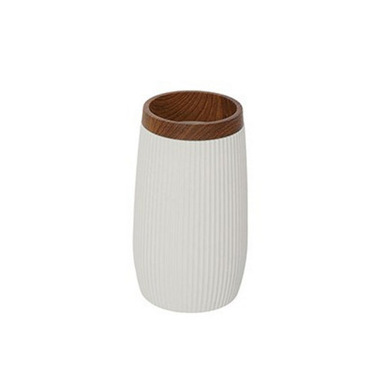 Porta spazzolini tondo in plastica con decori effetto legno - London - FERIDRAS - 64632094622074