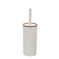 Porta scopino tondo in plastica con decori effetto legno - London