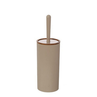 Porta scopino tondo in plastica con decori effetto legno - London