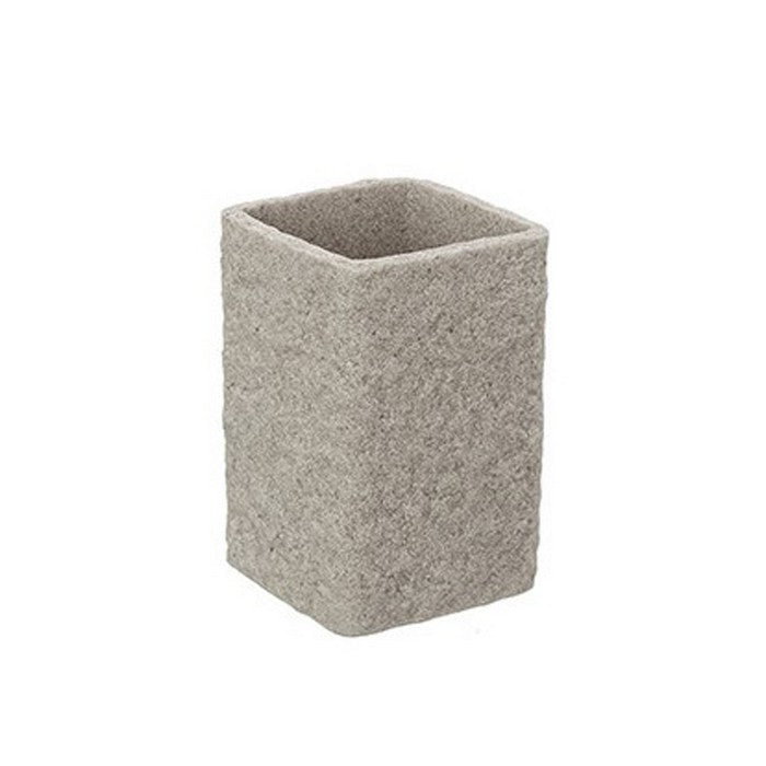 Porta spazzolini quadrato effetto pietra - Sabbia - FERIDRAS - 64632171364730