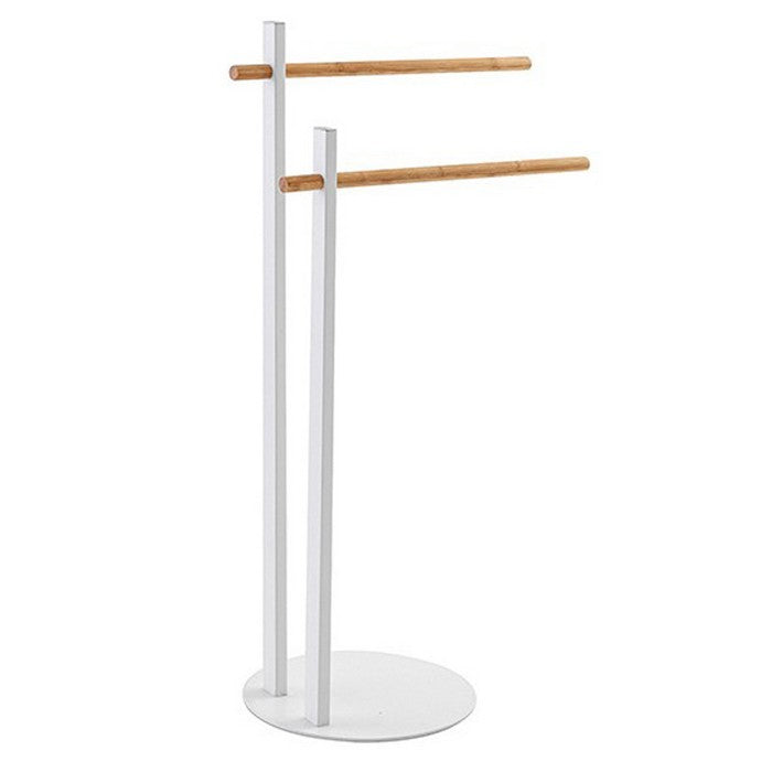 Piantana porta asciugamani in acciaio con bracci in bamboo - FERIDRAS - 64632235426170