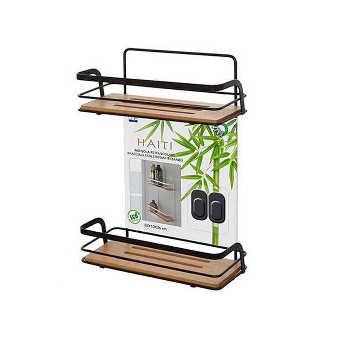 Mensola in metallo e bamboo 2 ripiani - Haiti - FERIDRAS - 64632251449722