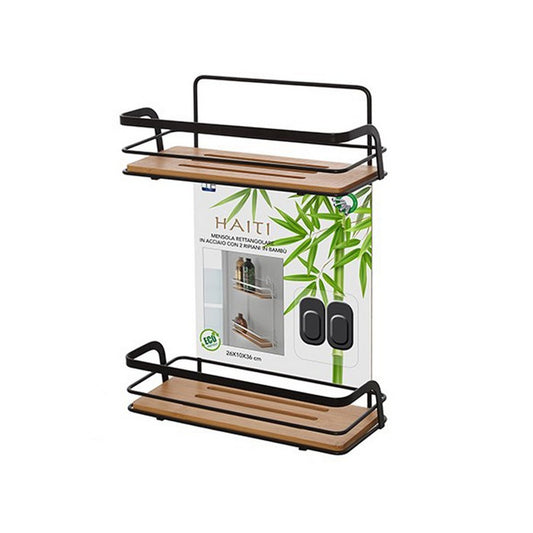Mensola in metallo e bamboo 2 ripiani - Haiti - FERIDRAS - 64632251449722