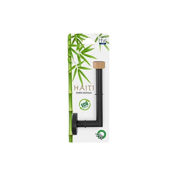 Porta rotolo da parete in acciaio e bamboo - Haiti - FERIDRAS - 64632267145594