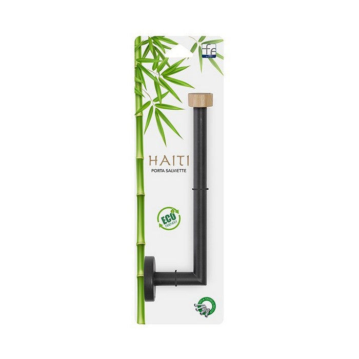 Porta salviette da parete in acciaio e bamboo - Haiti - FERIDRAS - 64632268587386