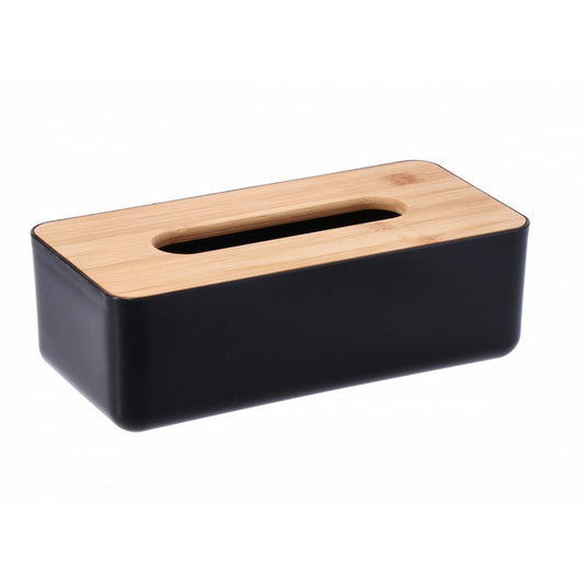 Porta fazzoletti in plastica nera e bamboo - AD TREND - 