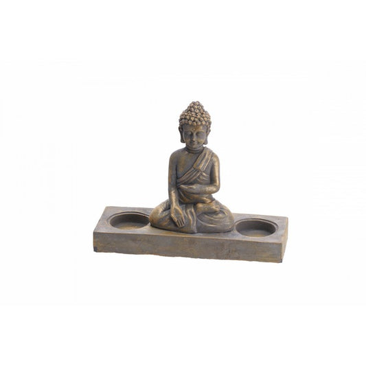 Buddha in cemento con 2 porta tea light - AD TREND - 