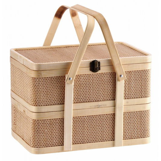 Cestino doppio in bamboo con manici - AD TREND - 