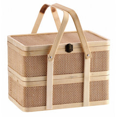 Cestino doppio in bamboo con manici